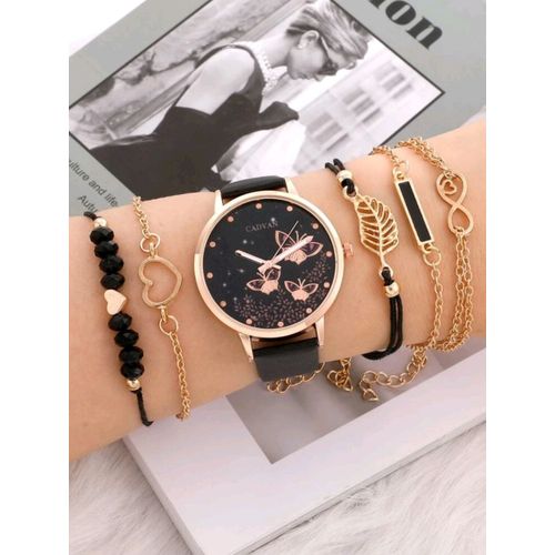 SHEIN 1pc Round Pointer Quartz Watch & 5pcs Bracel ,  ,  , سوق حكاية